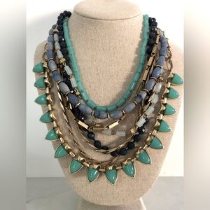 Stella & Dot | Ultra Versatile Gold + Blue + Lucky Green Stone Sutton Necklace